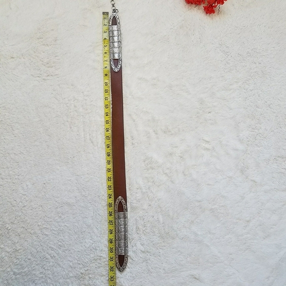 Brighton Vintage 1994 Leather Western Metal Link Chain Belt main image 9